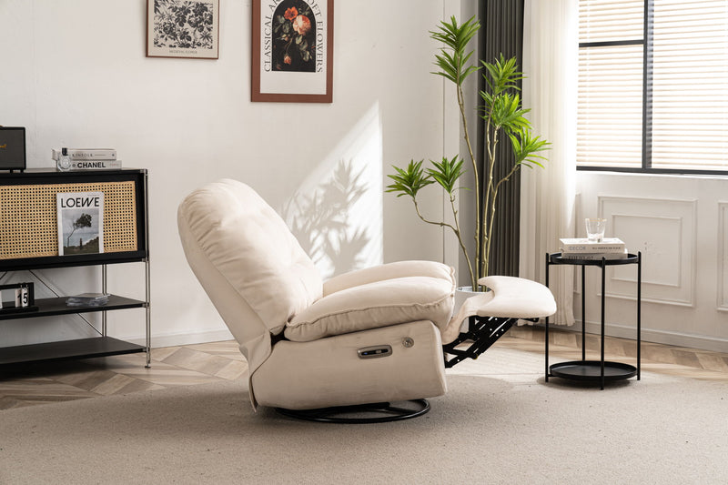 Power Recliner Swivel Glider USB Charger With Bluetooth Music Player Different Function Sleep Working Game And Leisure Model - Cream