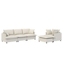 Living Room Set Modular Sectional Couch, Upholstered Sofa & Armchair & Movable Ottoman