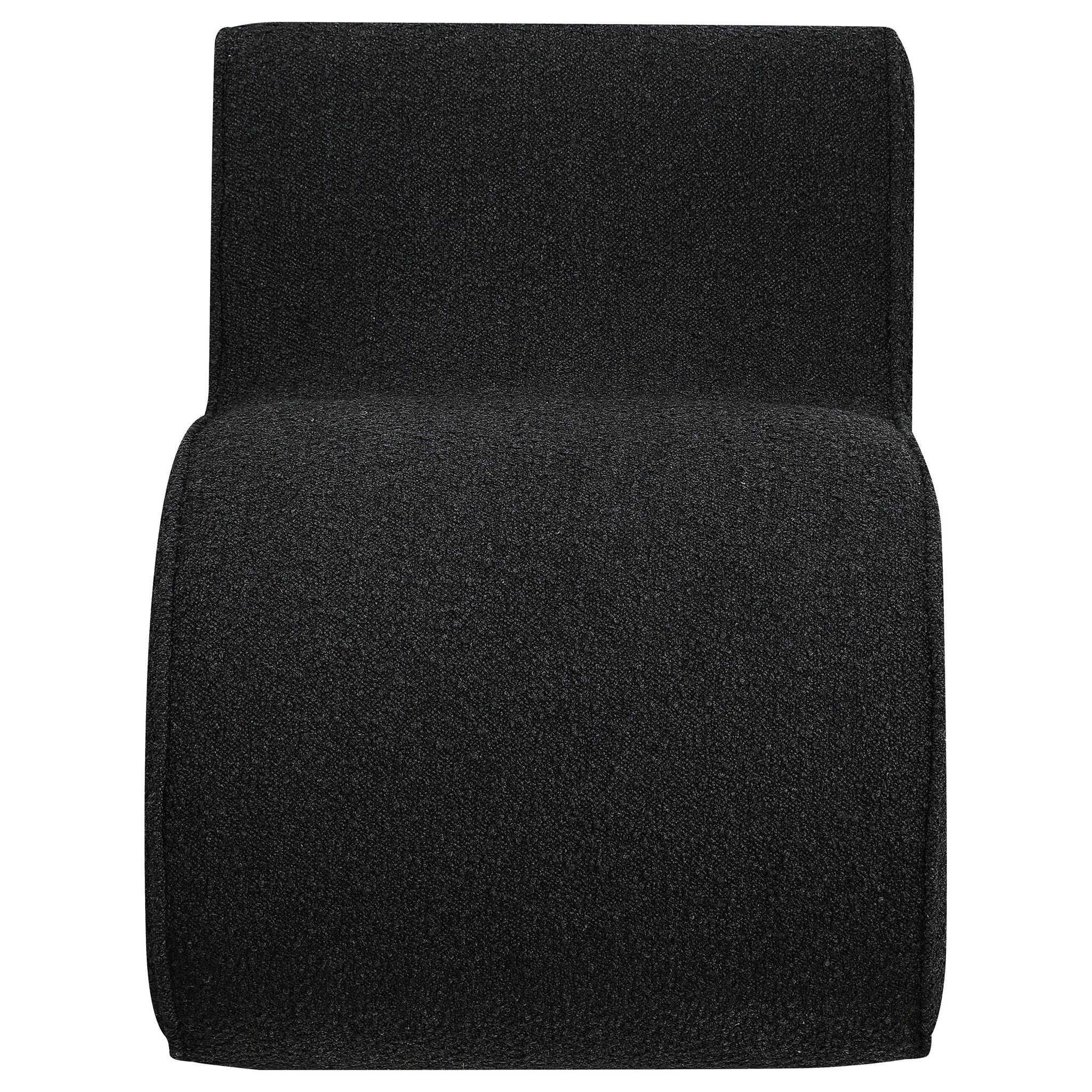 Ronea Boucle Upholstered Armless Curved Chair Charcoal - Atlantic Fine Furniture Melbourne FL