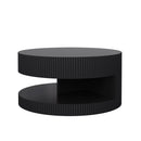 Round Coffee Table With Storage, Vertical Stripe Design
