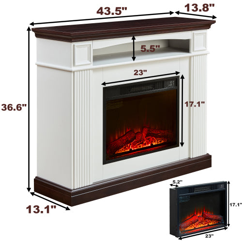 Electric fireplace with mantel shelf, freestanding