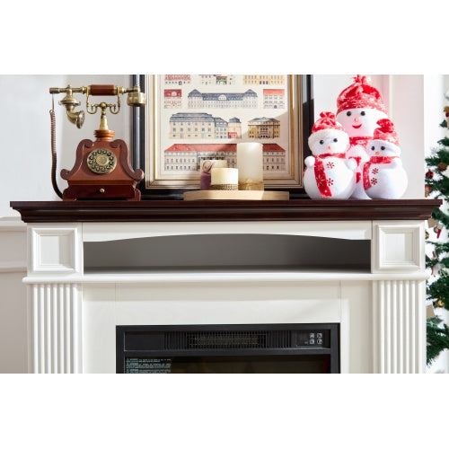 Electric fireplace with mantel shelf, freestanding