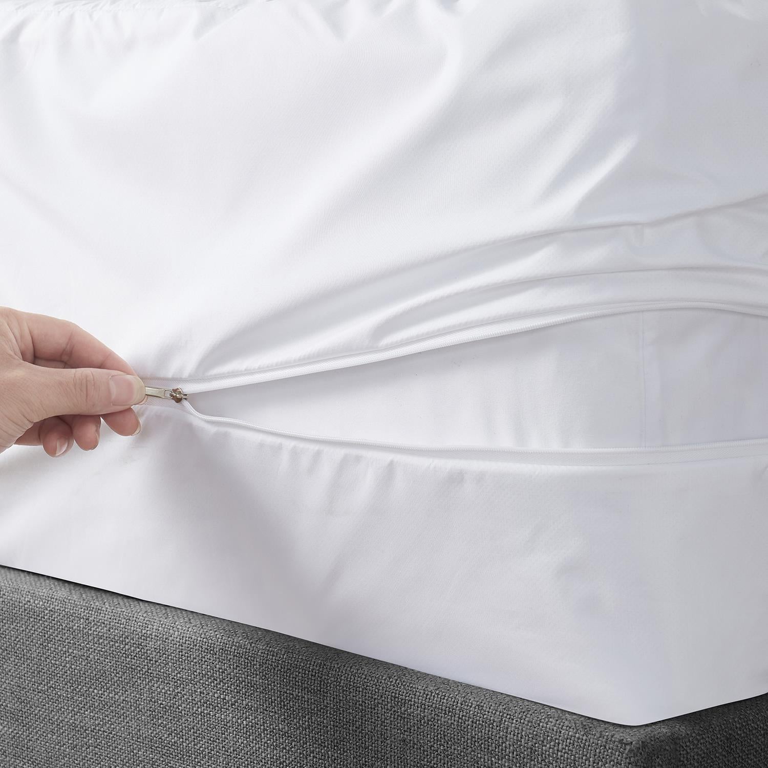 Waterproof Zippered Mattress Encasement - White