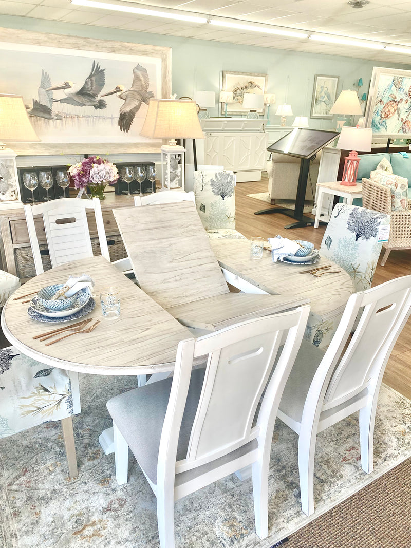 Round butterfly leaf online table and chairs