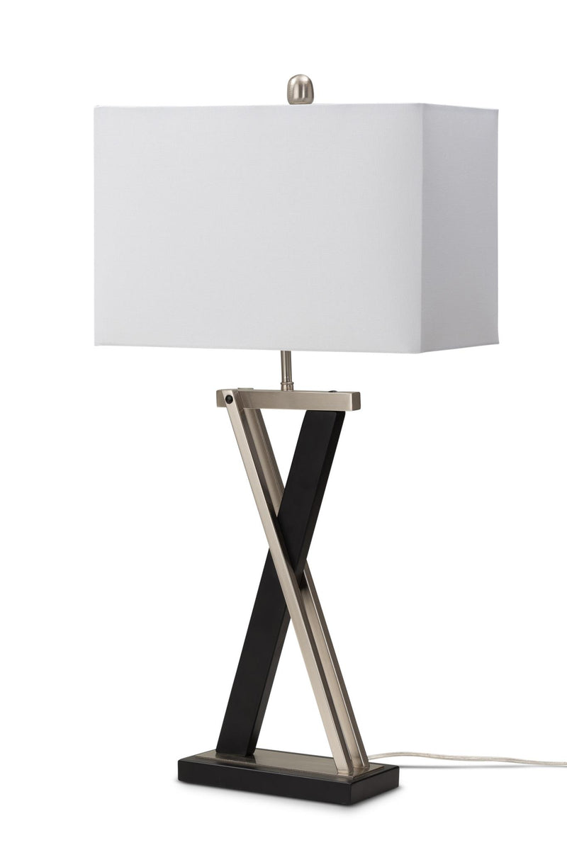 X Shape Black and Silver Metal Table Lamp