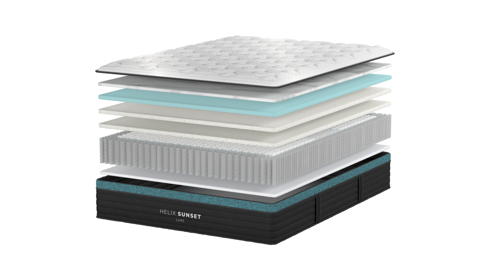 Helix Sunset Luxe mattress with GlacioTex cooling cover, studio render