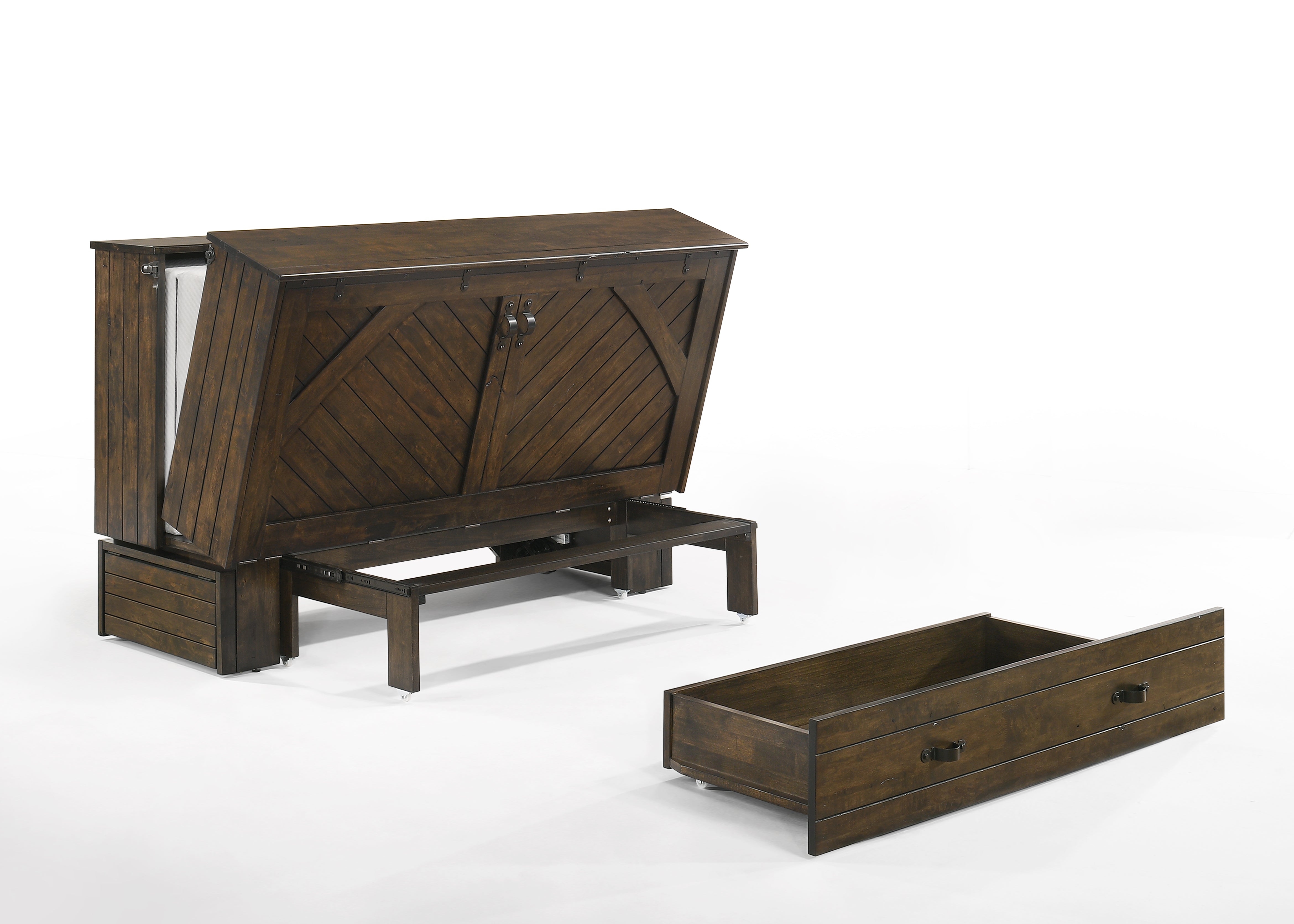 Marfa Murphy Cabinet Bed in Wildwood Brown, styled view | Atlantic Fine Furniture, Melbourne FL