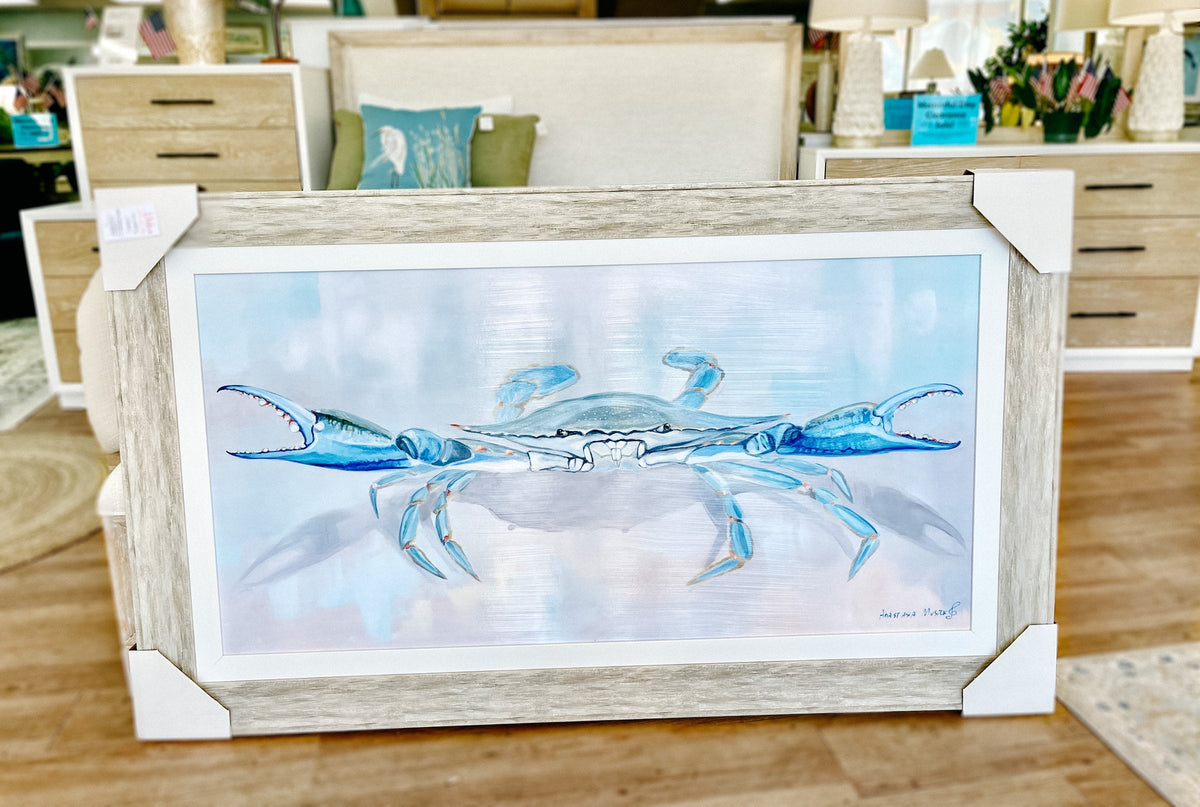Anastasia Musick framed blue crab print, Atlantic Fine Furniture Melbourne FL