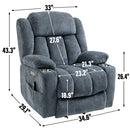 Power Assist Recliner Chair with Massage and Lumbar Heating, Blue