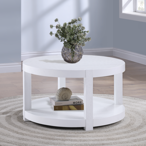 Bayside Round Cocktail Table - White