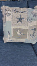 Coastal Throw Pillows- POINT BLUE. Set of Two