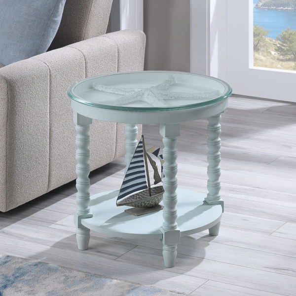Starfish Shadow Box Accent Table Complete with Starfish Icon Seaglass