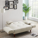 RELAX LOUNGE SOFA BED SLEEPER WITH 2 PILLOWS BEIGE FABRIC - Atlantic Fine Furniture Inc