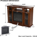 Modern Electric Fireplace TV Stand, Fit up to 55" Flat Screen TV with Two Tempered Glass Storage Cabinet and Adjustable Shelves Wood Veneer TV Console for Living Room, Cherry - Atlantic Fine Furniture Inc