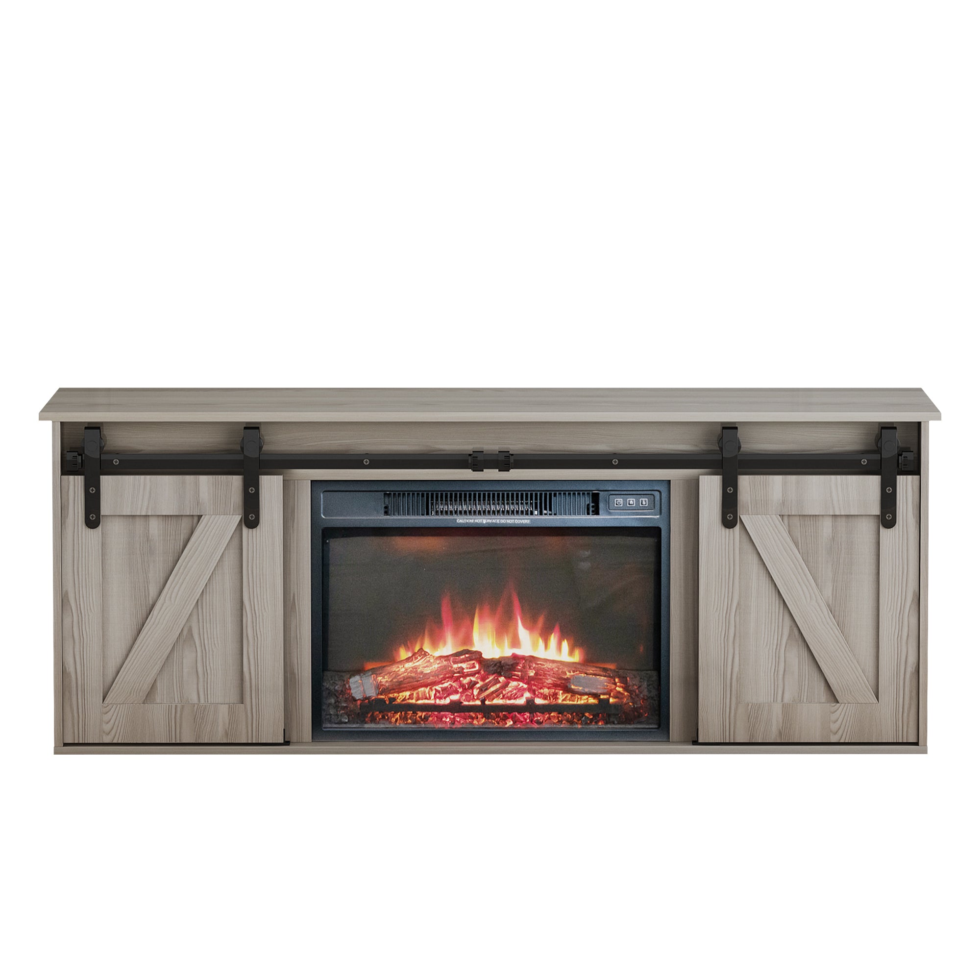 The television cabinet with an electronic fireplace，with Farmhouse Sliding Barn Door ,for TV up to 65 Inch Flat Screen MediaConsoleTable StorageCabinetWood Entertainment CenterSturdycolour：Washed Gray - Atlantic Fine Furniture Inc