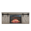 The television cabinet with an electronic fireplace，with Farmhouse Sliding Barn Door ,for TV up to 65 Inch Flat Screen MediaConsoleTable StorageCabinetWood Entertainment CenterSturdycolour：Washed Gray - Atlantic Fine Furniture Inc