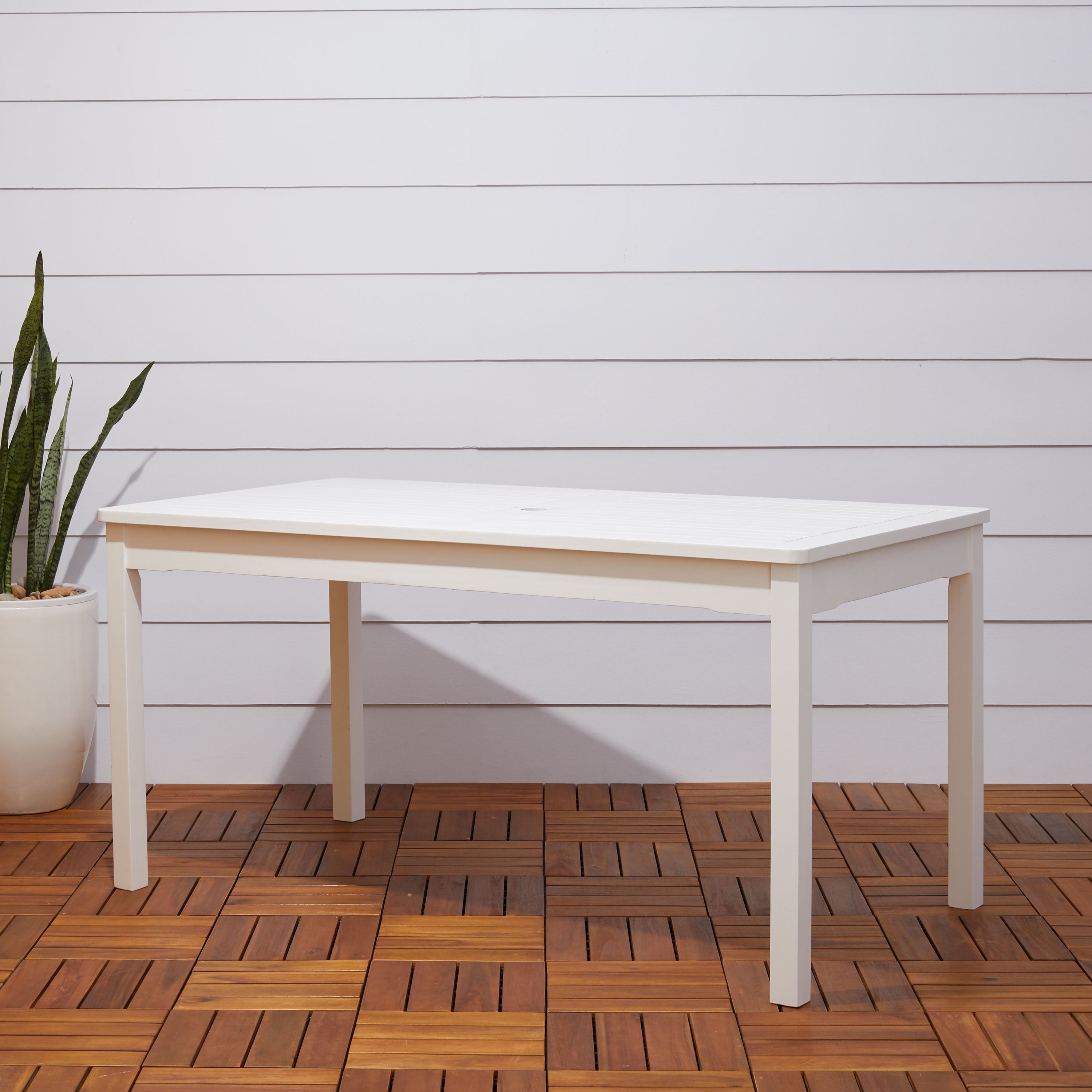 Bradley Outdoor 5-piece Wood Patio Dining Set in White - Atlantic Fine Furniture Inc