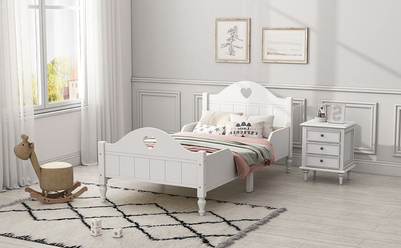 Macaron Twin Size Toddler Bed With Side Safety Rails And Headboard And Footboard, White