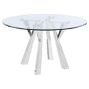 Alaia - Round Clear Glass Top Dining Table - Chrome - Atlantic Fine Furniture Inc