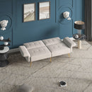 Winforce factory directly supply 280g Italian velvet folding sofa bed, foldable armrests with magazine bags futon, 78inch sleeper sofa, beige velvet - Atlantic Fine Furniture Inc