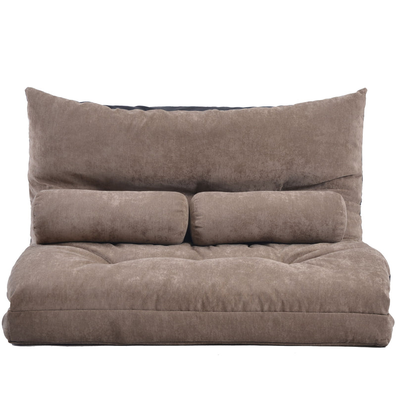 Orisfur Lazy Sofa Adjustable Folding Futon Sofa Video Gaming Sofa With Two Pillows