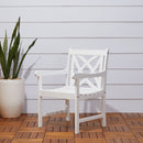 Bradley Outdoor 5-piece Wood Patio Dining Set in White - Atlantic Fine Furniture Inc