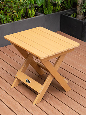 TALE Adirondack Portable Folding Side Table Square All-Weather and Fade-Resistant Plastic Wood Table Perfect for Outdoor Garden, Beach, Camping, Picnics Brown - Atlantic Fine Furniture Inc