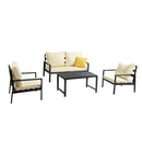 Helice Outdoor Conversation Aluminum 4 Piece Sofa Sets with Cushions - Atlantic Fine Furniture Inc