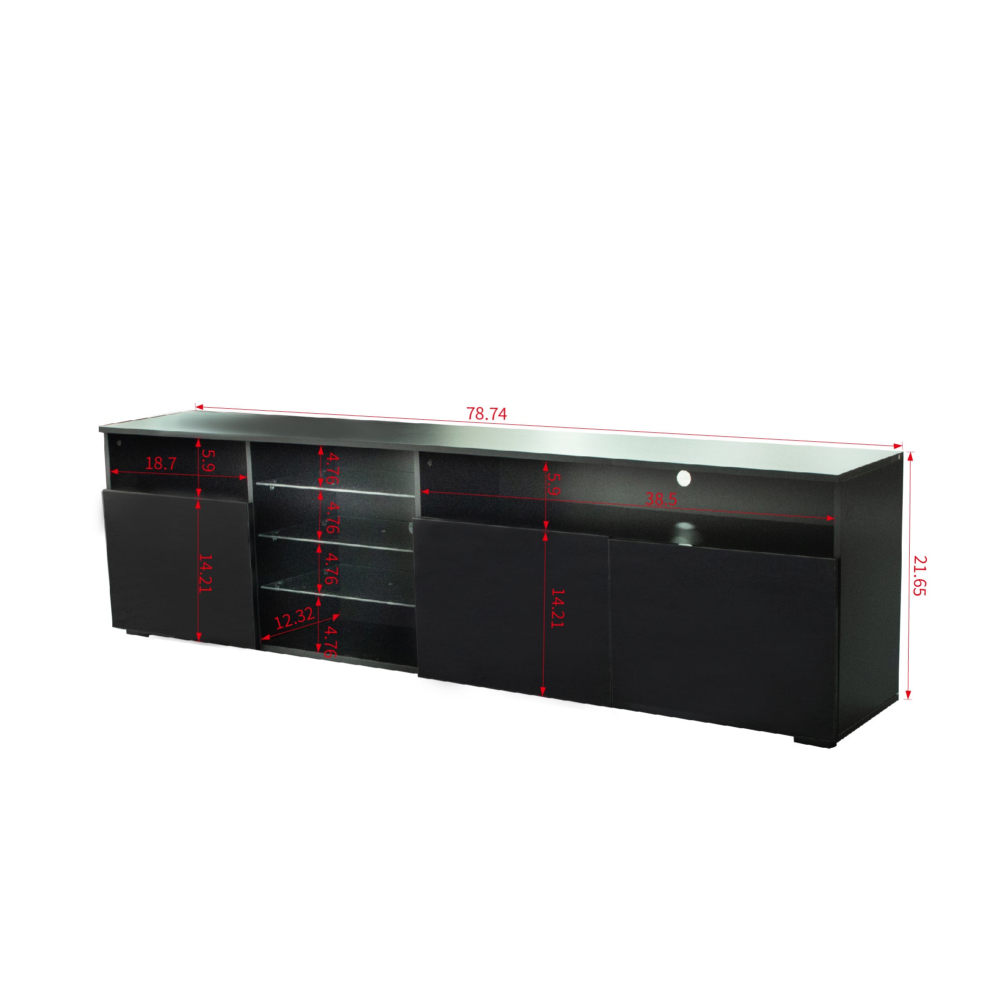 FURNITURE & TV Stand Matte Body High Gloss Doors Modern TV Stand LED,Black - Atlantic Fine Furniture Inc
