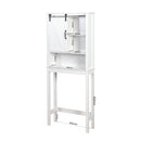 Over-the-Toilet Storage Cabinet, Space-Saving Bathroom Cabinet, with Adjustable Shelves and A Barn Door 27.16 x 9.06 x 67 inch - Atlantic Fine Furniture Inc