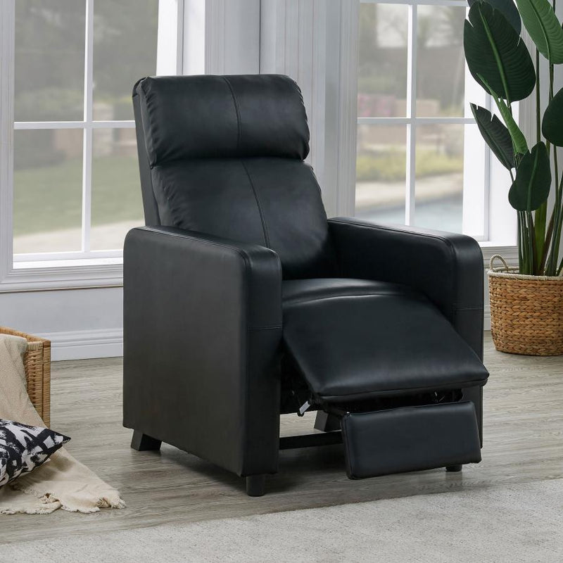 Toohey - Upholstered Home Theater Push Back Recliner - Black - Atlantic Fine Furniture Inc