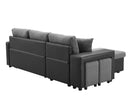 Artemax 92.5“Linen Reversible Sleeper Sectional Sofa with storage and 2 stools Steel Gray - Atlantic Fine Furniture Inc