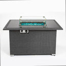 Outdoor 44" Gas Propane Fire pit  Table  Rectangle  50,000 BTU with  8mm Tempered Glass Tabletop & Blue Stone& Steel table lid &Table waterproof dusty Cover ,ETL Certification (Grey) - Atlantic Fine Furniture Inc