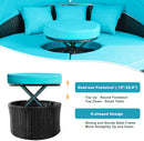 Patio Furniture Outdoor Daybed with Retractable Canopy and Soft Cushions, PE Wicker Rattan Round Sectional Sofa Set for Lawn Garden Backyard Poolside, Turquoise - Atlantic Fine Furniture Inc