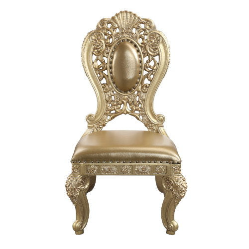 Seville - Side Chair (Set of 2) - Tan PU & Gold Finish - Atlantic Fine Furniture Inc