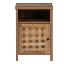 bedside cupboard,Bedside table, drawer cabinet, single door side cabinet, rattan cabinet door, yellow - Atlantic Fine Furniture Inc