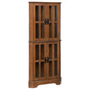 Coreosis - 4 Door Wood Corner Curio Cabinet - Golden Brown - Atlantic Fine Furniture Inc
