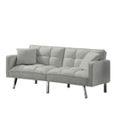 FUTON SOFA SLEEPER GREY VELVET WITH 2 PILLOWS - Atlantic Fine Furniture Inc