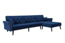 Convertible Sofa bed sleeper Navy blue velvet (same as W223S01591。Size difference, See Details in page.) - Atlantic Fine Furniture Inc