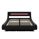 Queen Size Low Profile Upholstered Platform Bed with LED headboard,Black - Atlantic Fine Furniture Inc