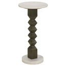 Colette - Round Marble Top Side Table - White And Dark Gray - Atlantic Fine Furniture Inc