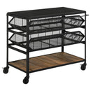 Evander - Marble Top Kitchen Cart With Removable Shelves - Black - Atlantic Fine Furniture Inc