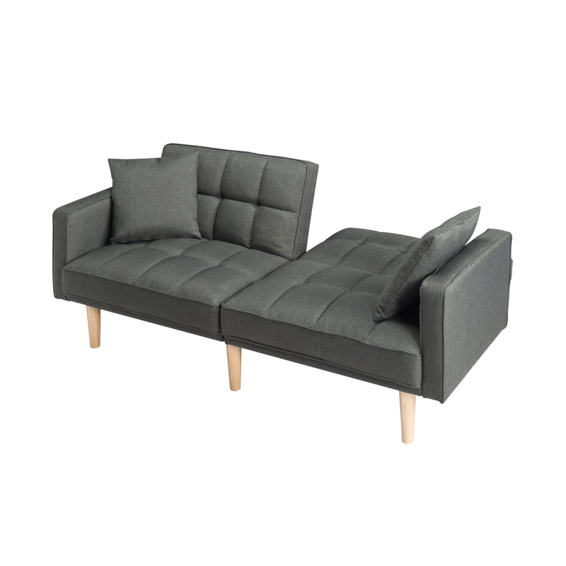 FUTON SLEEPER SOFA WITH 2 PILLOWS Dark gray FABRIC（same as W223S01338、W223S00991。Size difference, See Details in page.）