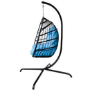 Swing Egg Chair with Stand Indoor Outdoor Wicker Rattan Patio Basket Hanging Chair with C Type bracket , with cushion and pillow,Patio Wicker folding Hanging Chair - Atlantic Fine Furniture Inc