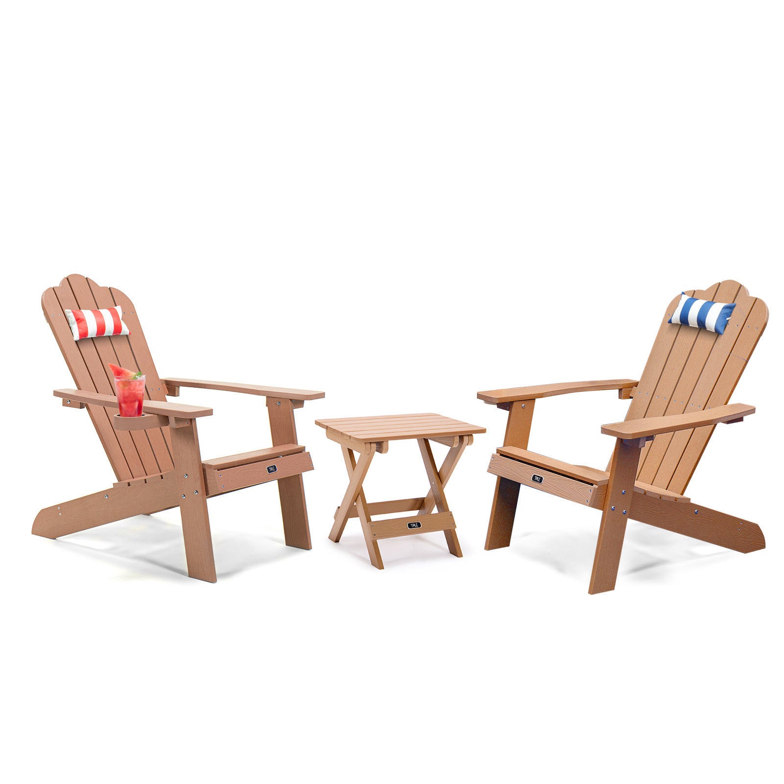 TALE Adirondack Portable Folding Side Table Square All-Weather and Fade-Resistant Plastic Wood Table Perfect for Outdoor Garden, Beach, Camping, Picnics Brown - Atlantic Fine Furniture Inc