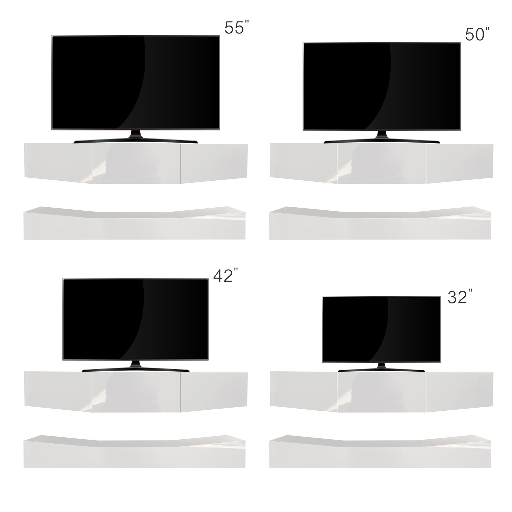 LED TV Stand for 55 inch TV, Modern Entertainment Center with LED Lights, TV & Media Furniture Console for Under TV Living Game Room Bedroom,White - Atlantic Fine Furniture Inc