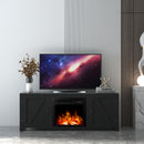 Farmhouse TV Stand, Fireplace TV Stand, Wood Entertainment Center Media Console with Storage,Black - Atlantic Fine Furniture Inc