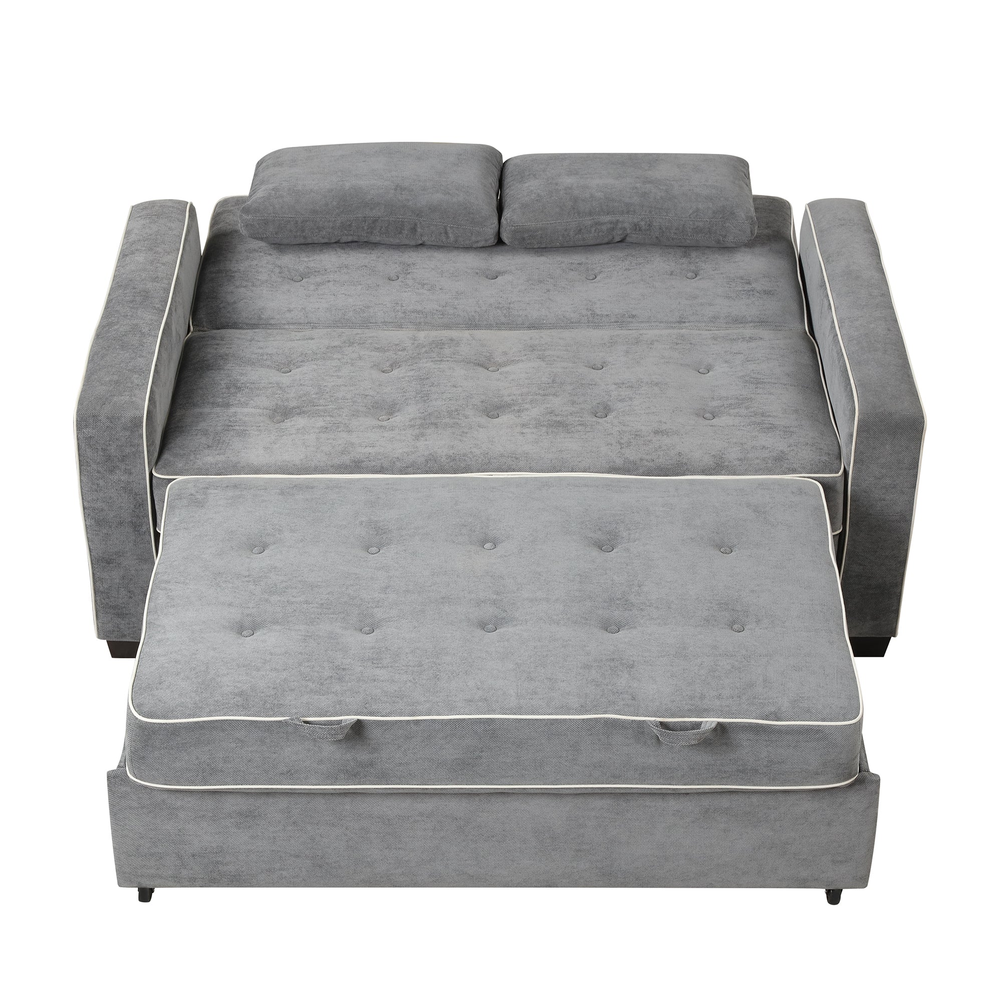 Orisfur. Linen Upholstered Sleeper Bed , Pull Out Sofa Bed Couch attached two throw pillows,Dual USB Charging Port and Adjustable Backrest for Living Room Space - Atlantic Fine Furniture Inc