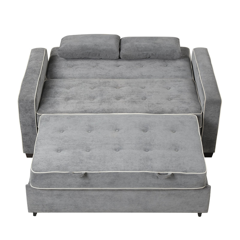 Orisfur. Linen Upholstered Sleeper Bed , Pull Out Sofa Bed Couch attached two throw pillows,Dual USB Charging Port and Adjustable Backrest for Living Room Space - Atlantic Fine Furniture Inc