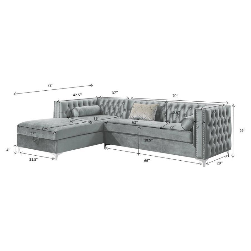 Bellaire - Button-Tufted Upholstered Sectional - Silver